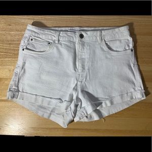 White High-Waisted Jean Shorts